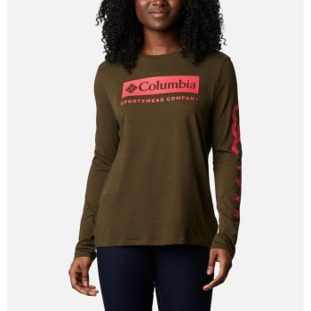 Columbia Ženske Majice S Kapuljačom - Autumn Trek Long Sleeve Relaxed Maslinasto Zelene | DITV-52490